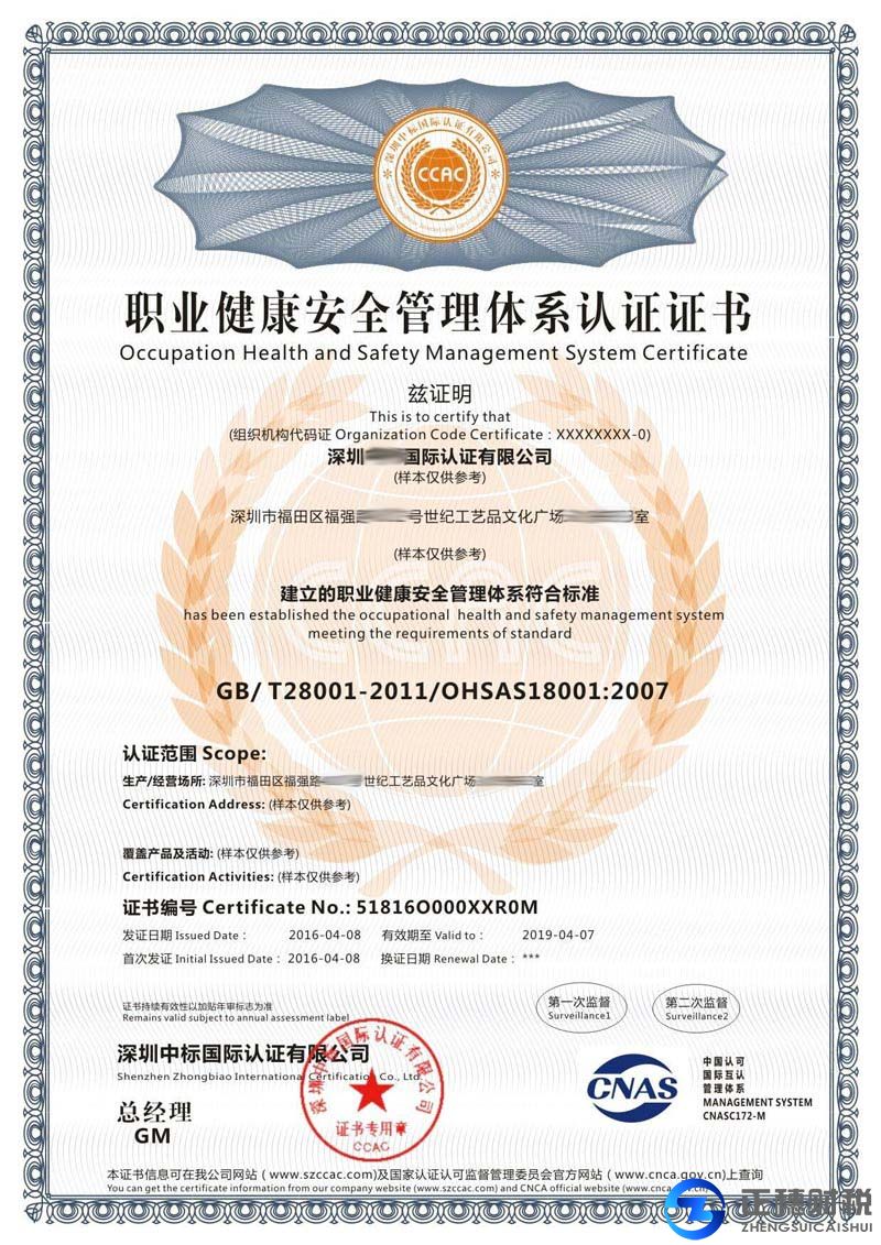 ISO18001職業(yè)健康安全管理體系認(rèn)證